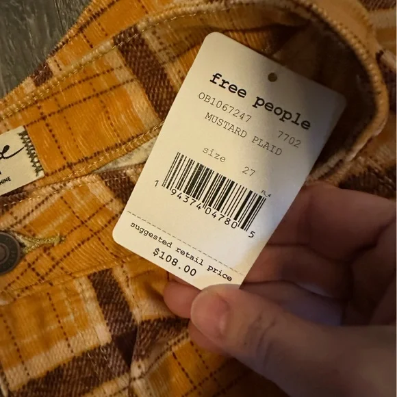 NWT We The Free Float On Flare Corduroy Plaid print 27 - Picture 4 of 6
